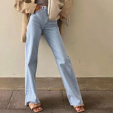 Vintage High Waist Jeans mit ausgefranstem Saum und weitem Bein - Hellblau